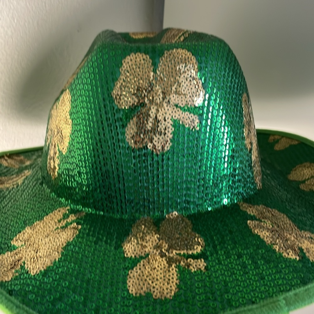 St. Patrick's Day shamrock Hat Green/Gold Festive One Size & ๐ sunglasses - Picture 2 of 8